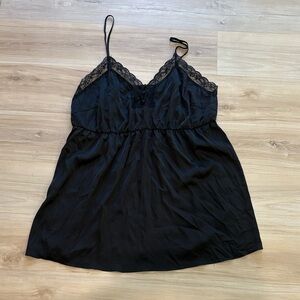 City Chic Lingerie Chemise Slip Nightgown Black W/ Lace Trim Size XL 22